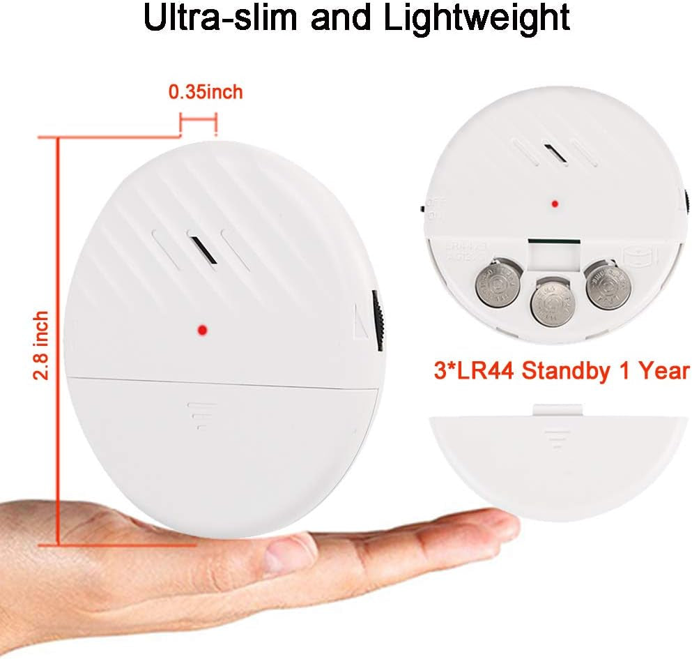 Window Vibration Alarm,6Pack 125Db Loud Ultra-Slim Anti-Theft Alarm for Door and Window Glass Break Sensor Alert with Adjustable Sensitivity (6, White)