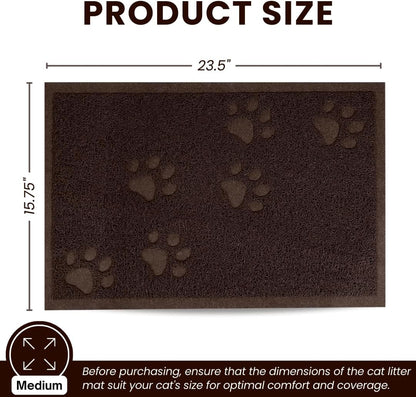 Andalus Medium Cat Litter Mat, Pack of 1 - Waterproof, Non-Slip & Easy to Clean Cat Litter Box Mat for Extra Efficient Pet Litter-Trapping, Brown (23.5” X 15.75”)