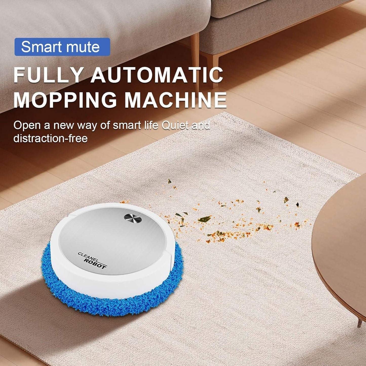 Robot Vacuum and Mop Combo, 2 in 1 Strong Suction Vacuum Robot mop Advanced Obstacle Avoidance, Aspiradora Robot Slim Design, Ideal for Pet Hair Hard Floor and Daily Cleaning（Black）