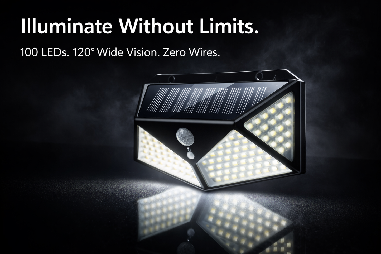 LuminaGuard 100-LED Ultra-Wide Solar Motion Sensor Light – IP65 Waterproof Outdoor Security Lighting for Gardens & Pathways