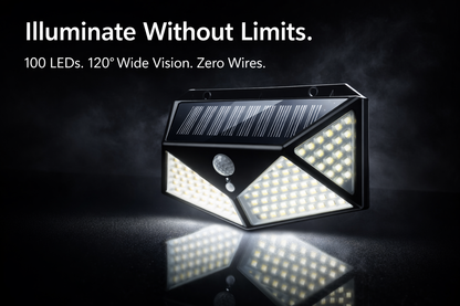 LuminaGuard 100-LED Ultra-Wide Solar Motion Sensor Light – IP65 Waterproof Outdoor Security Lighting for Gardens & Pathways