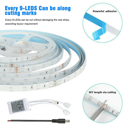 ChromaVibe 32ft Waterproof RGB LED Strip Light Kit – Color Changing Mood Lighting with 44-Key Remote & Memory Function