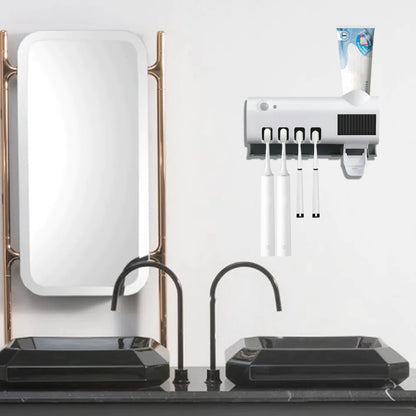 PureSmile™ UV-C Toothbrush Sanitizer Station & Automatic Toothpaste Dispenser – Solar Powered 4-Slot Organizer - NexaHome