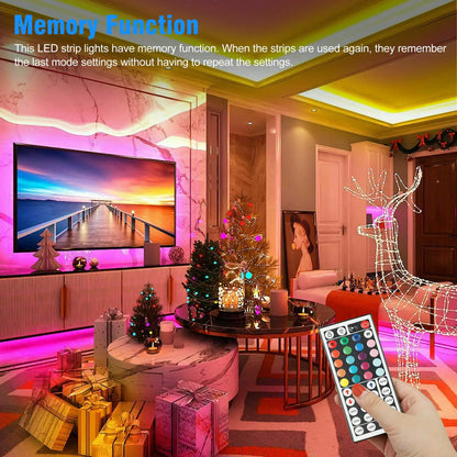 ChromaVibe 32ft Waterproof RGB LED Strip Light Kit – Color Changing Mood Lighting with 44-Key Remote & Memory Function
