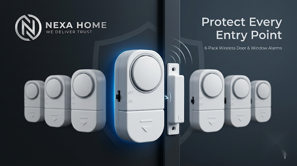 SecureGuard 6-Pack Wireless Door Window Alarm Sensors – 95dB Magnetic Security System for Home & Child Safety