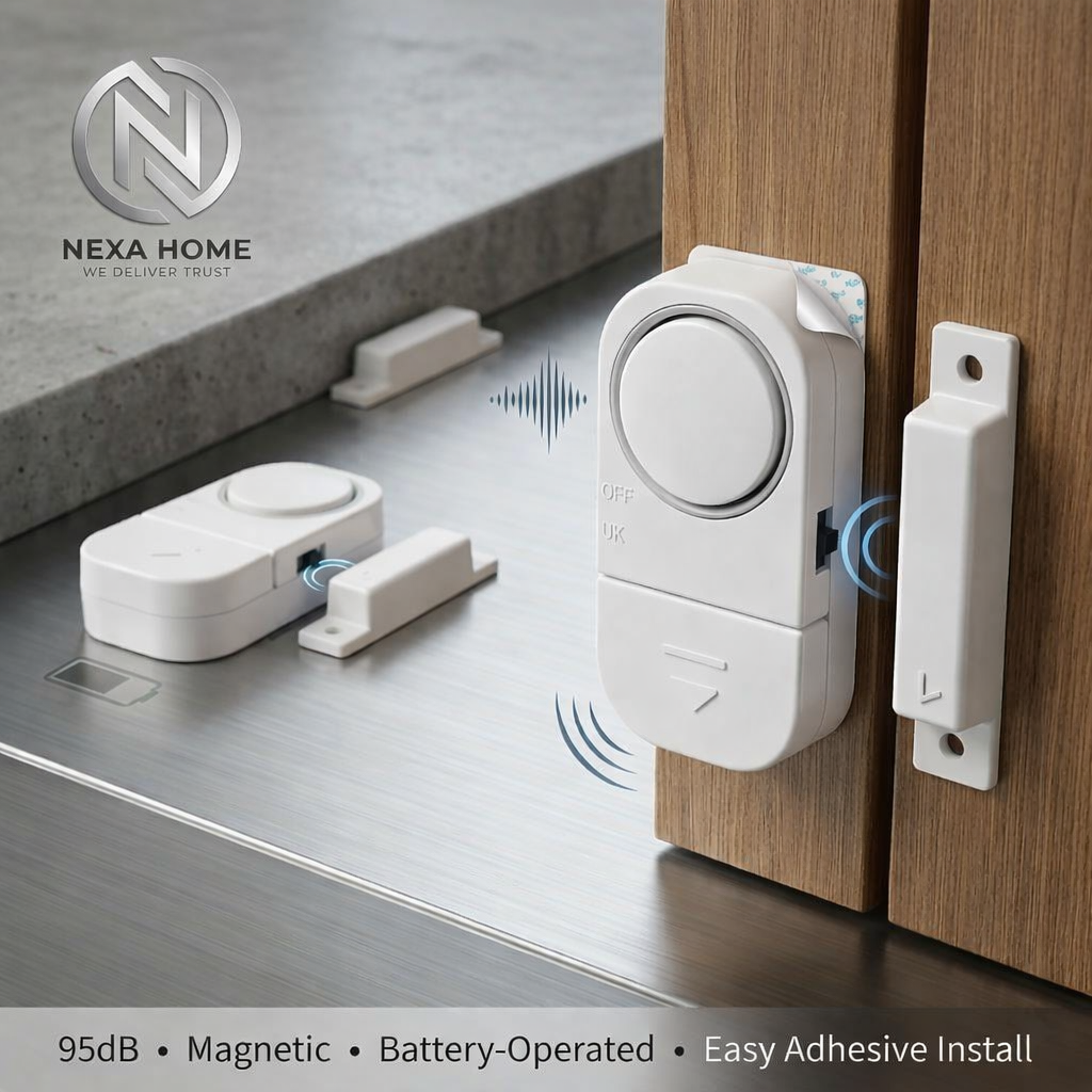 SecureGuard 6-Pack Wireless Door Window Alarm Sensors – 95dB Magnetic Security System for Home & Child Safety