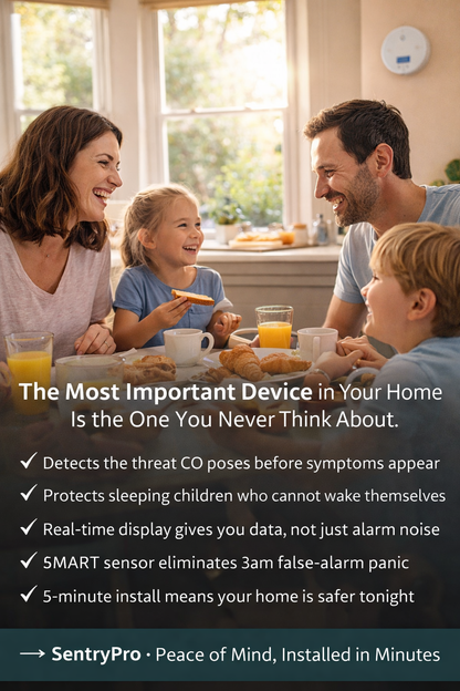 SentryPro Carbon Monoxide Detector – High-Precision Electrochemical CO Alarm with Backlit LCD Display