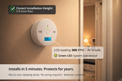 SentryPro Carbon Monoxide Detector – High-Precision Electrochemical CO Alarm with Backlit LCD Display
