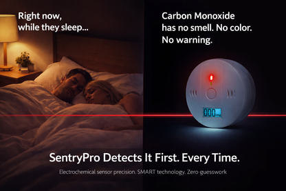 SentryPro Carbon Monoxide Detector – High-Precision Electrochemical CO Alarm with Backlit LCD Display