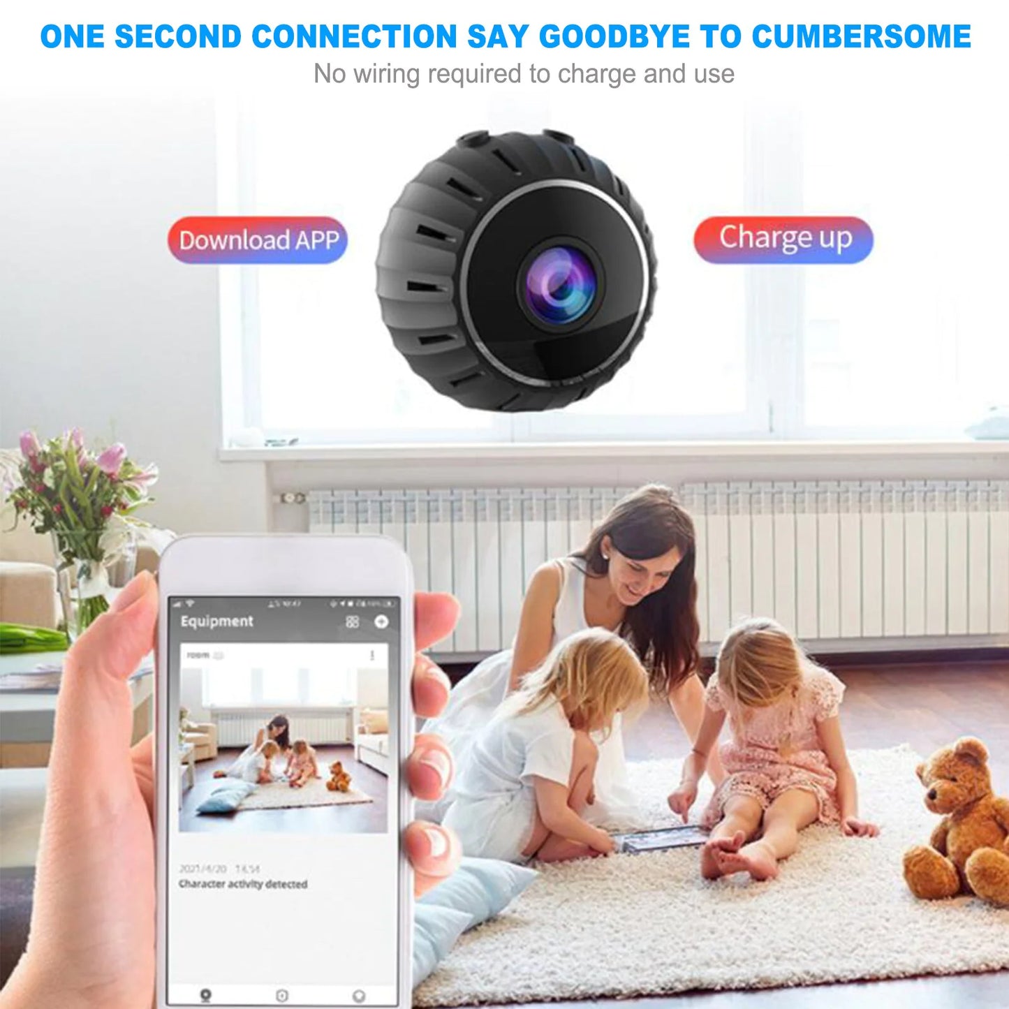 GuardianEye Mini Magnetic WiFi Nanny Cam – 1080P HD Wireless Security Camera with Night Vision & Motion Alerts - NexaHome