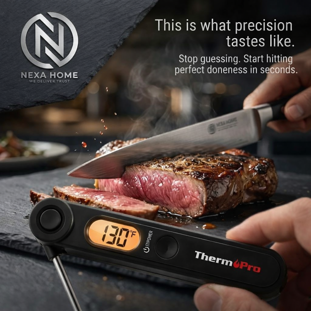 ThermoPro™ Instant-Read Meat Thermometer – 3-Second Digital Food Thermometer with Foldable Probe, Backlit Display & Magnetic Storage for BBQ, Grilling & Cooking