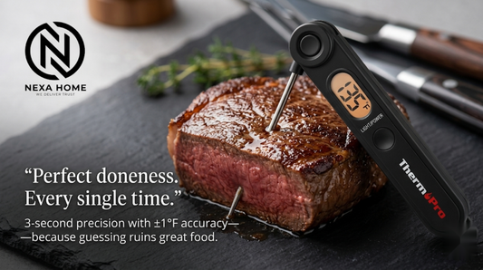 ThermoPro™ Instant-Read Meat Thermometer – 3-Second Digital Food Thermometer with Foldable Probe, Backlit Display & Magnetic Storage for BBQ, Grilling & Cooking