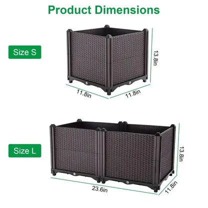 TerraBloom™ Self-Watering Raised Garden Bed – Elevated Planter Box with Rattan Finish for Patio, Balcony & Garden - NexaHome