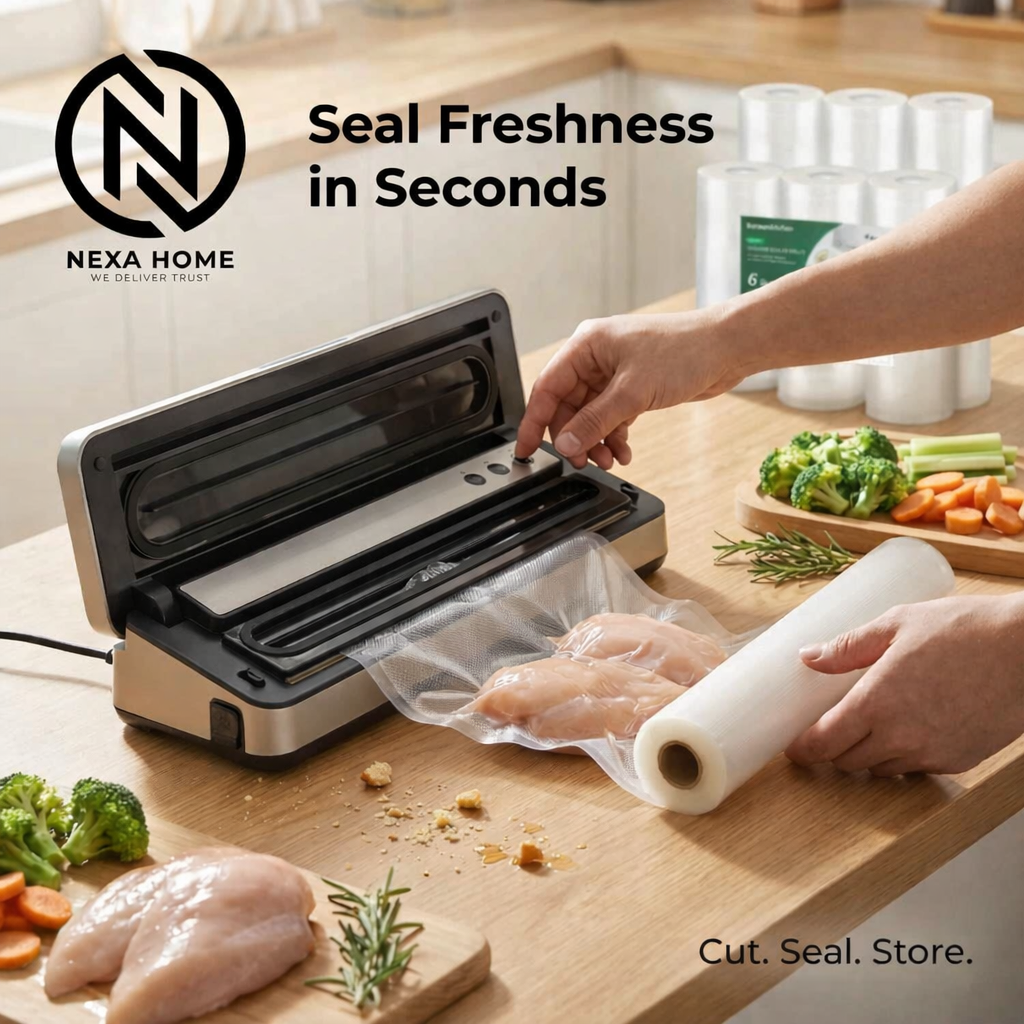 Bonsenkitchen Vacuum Sealer Rolls 6-Pack – 4-Mil Commercial Grade BPA-Free Food Storage Bags for Sous Vide and Meal Prep