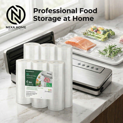 Bonsenkitchen Vacuum Sealer Rolls 6-Pack – 4-Mil Commercial Grade BPA-Free Food Storage Bags for Sous Vide and Meal Prep