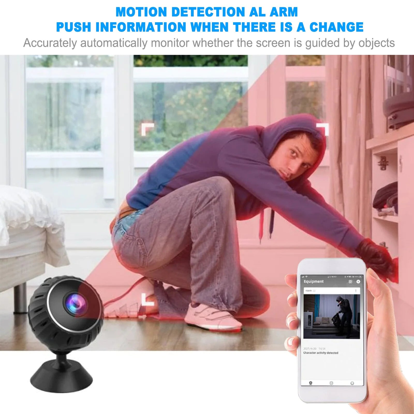 GuardianEye Mini Magnetic WiFi Nanny Cam – 1080P HD Wireless Security Camera with Night Vision & Motion Alerts - NexaHome