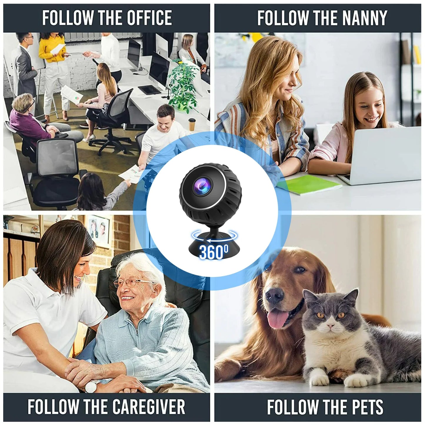 GuardianEye Mini Magnetic WiFi Nanny Cam – 1080P HD Wireless Security Camera with Night Vision & Motion Alerts - NexaHome