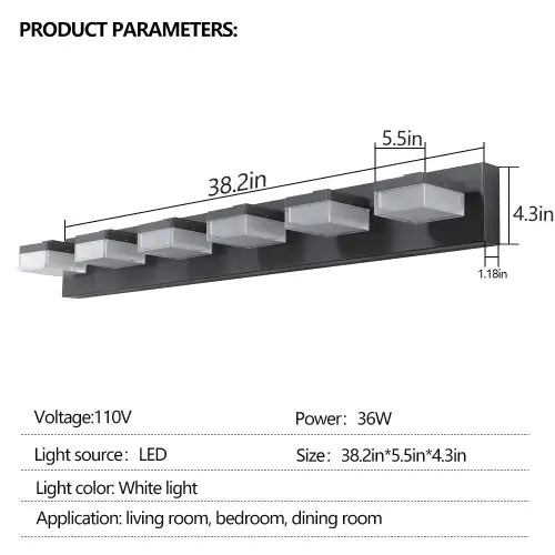 Luminaire™ 38-Inch Modern 6-Light LED Vanity Fixture – Matte Black Shadow-Free Bathroom Lighting